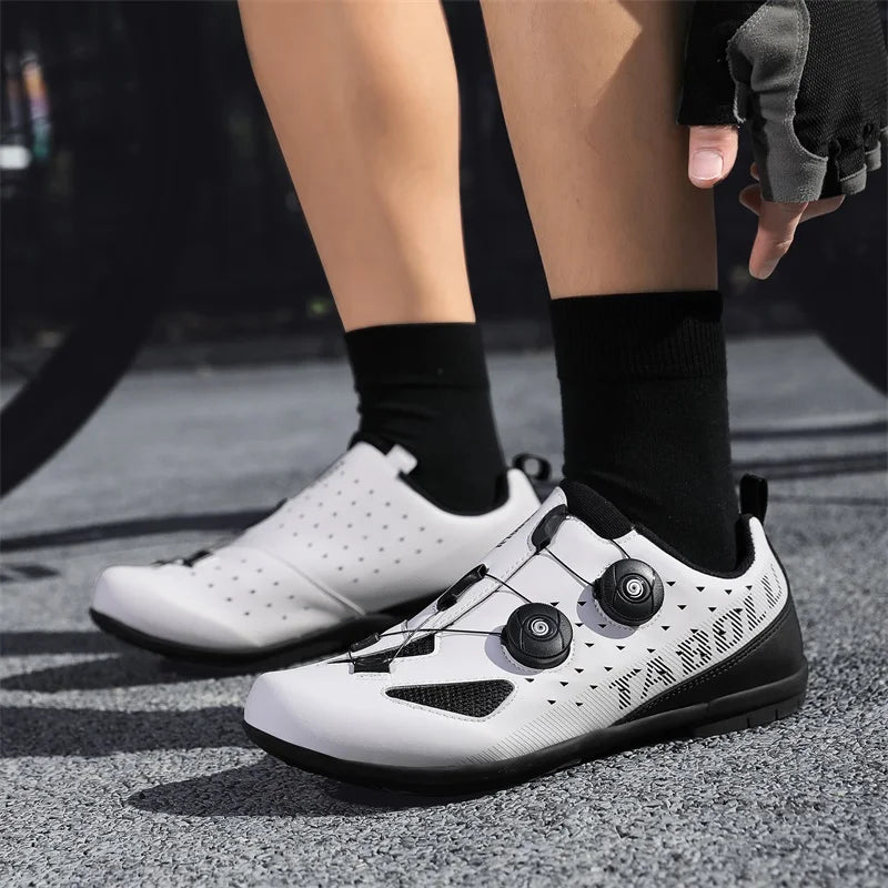 Lock-Free Cycling Shoes, Flat Pedal Shoes for Men, Bike Cleat Sneakers, MTB Bicycle Biking Shoes for Women, Breathable Indoor Boots