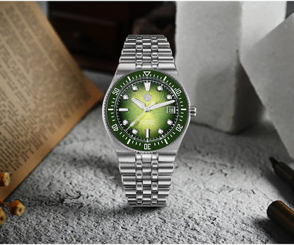 Orologio subacqueo di lusso da uomo San Martin 40mm, Miyota 9015, quadrante smaltato sunburst, automatico meccanico, impermeabile 200m, SN0148
