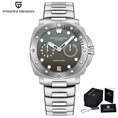 PAGANI DESIGN Men Mechanical Watch Luxury Sapphire Glass Luminous Automatic Watch 200M Waterproof Stainless Steel Watch For Men
