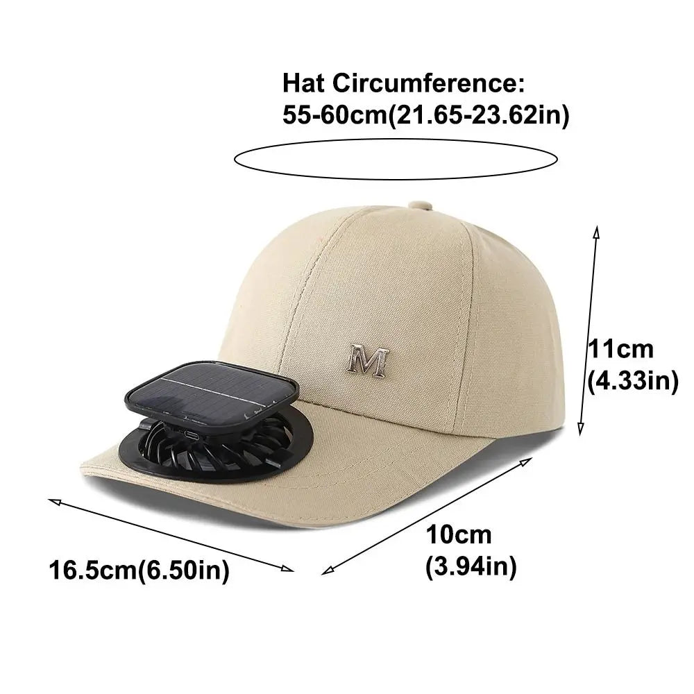 Fashion With Solar Powered Fan Baseball Cap Breathable Quick Dry Sun Hat Rechargeable Sun Protection Sunshade Outdoor