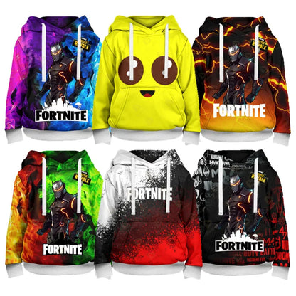 Sweatshirt Fortnite para Crianças Victory Royale 3D com Capuz Estampado para Homem, Mulher e Criança, Pullover Streetwear Gaming para Presentes de Aniversário