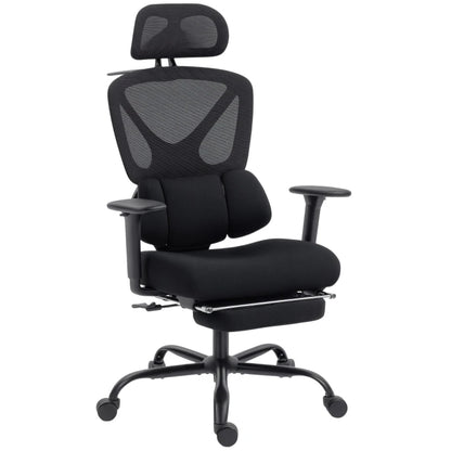 Ergonomic Office Chair with Wheels, Mesh, Lumbar Support, Armrests & Adjustable Headrest