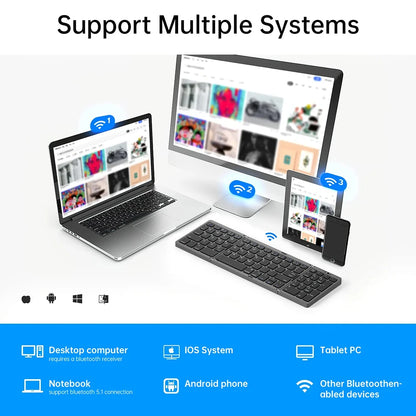 Teclado inalámbrico Bluetooth plegable recargable para iPad, móvil, tableta, portátil y oficina, mini teclado inalámbrico