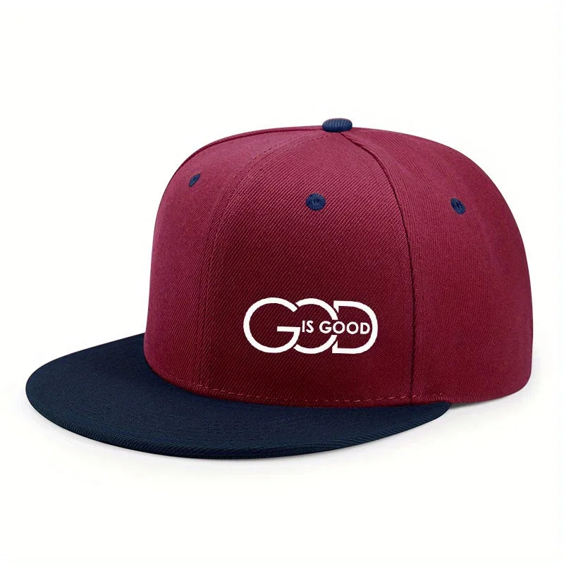 Unisex adjustable baseball cap street flat brim hat printed GOD IS GOOD casual headwear men and women fashion breathable outdoor