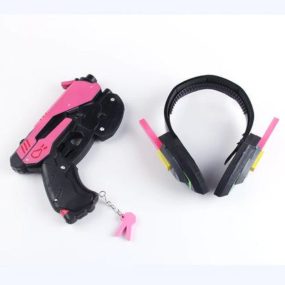 Pistola arma de D.Va Hana Song de Overwatch, accesorio cosplay tipo auricular, accesorio de cosplay y juguete para fiestas de Navidad y Halloween