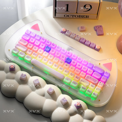 XVX 148 teclas teclas con temática de gatos perfil MAO, teclas coreanas brillantes y adorables para teclado 61 64 68 78 87 96 98 104 108