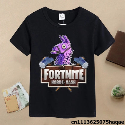 Summer Fortnites Children T-shirt Cartoon Game Figure Printed T-shirt Boys Casual Sports T-shirt Short Sleeves Kids Clothing