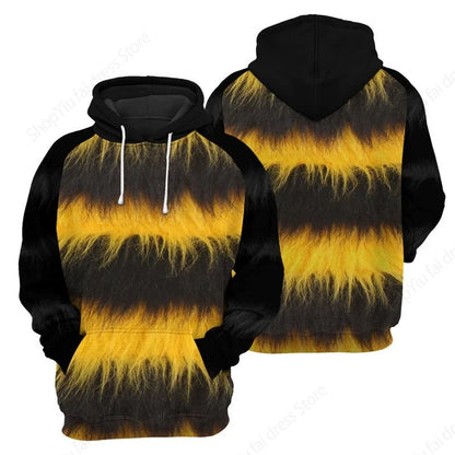 Vintage Hoodies For Men Wolf Bee Animal Pattern 3d Print Hoodie Men Fashion Hoodie Sweatshirt Boy Coat Women Sweat 6xl Tracksuit