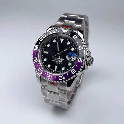 YM Style 40mm Mens Wristwatch, Bidirectional Rotate Bezel, Luminous Dial & Sapphire Crystal, Jubilee Bracelet for NH35 Movement