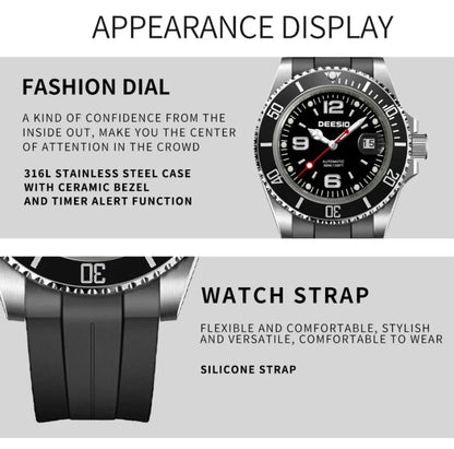DEESIO Men's Automatic Mechanical Watch Stainless Steel Luminous Date Sports Casual Luxury Watch Gift for Men Sapphire Crystal
