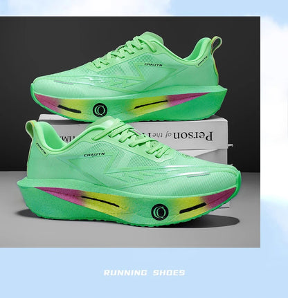 Men Running Shoes Specialty Carbon Plate Sports Marathon Breathable Lightweight Women Comfortable Nonskid Chunta Sneakers
