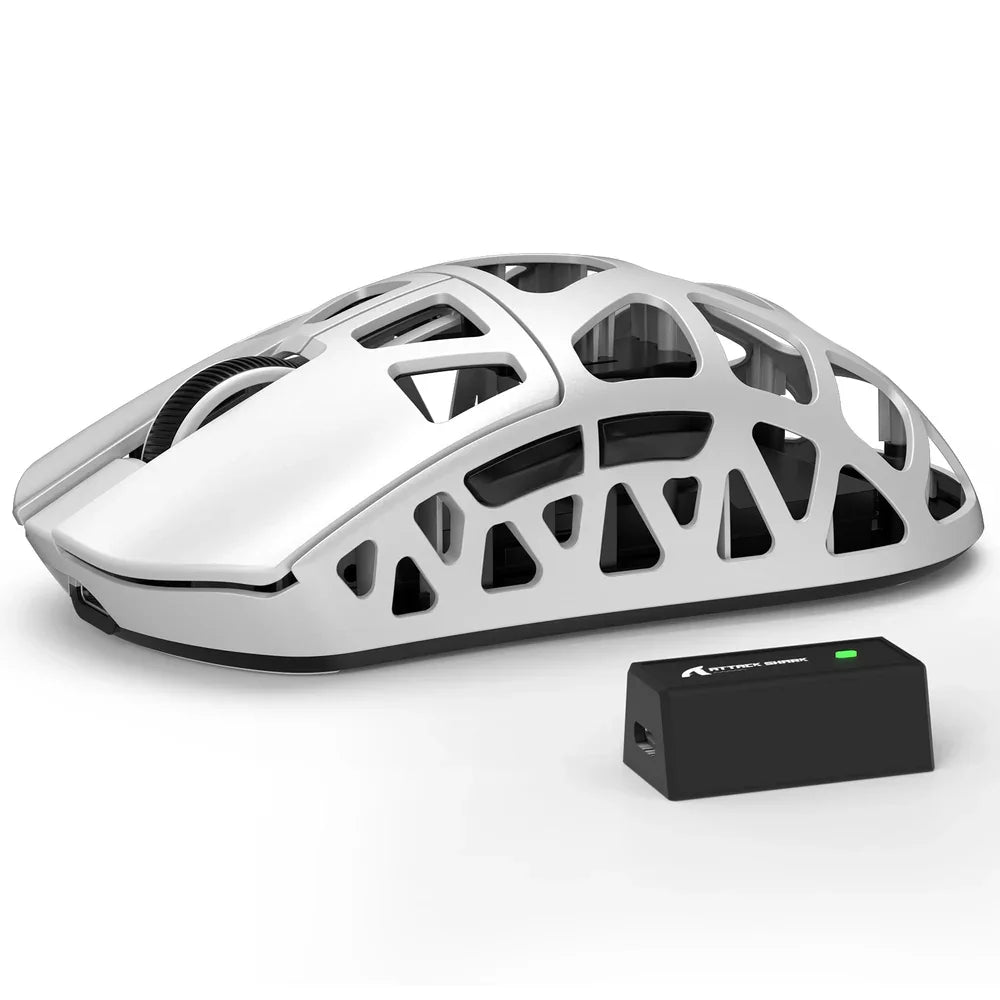 Rato Gaming ATTACK SHARK R3 em Liga de Magnésio 8K SUPERLIGHT 8000Hz, 6 DPI Ajustáveis até 26000, PAW3395, BT/2.4G Sem Fios/Com Fios
