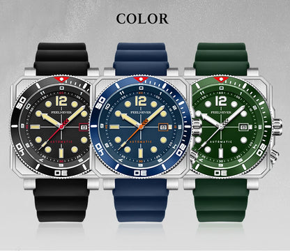 Relógio de Mergulho Automático para Homem FeelNever 8215 Movement, Super Luminoso, Aço 316, Vidro de Safira, Relógio Mecânico Desportivo Masculino