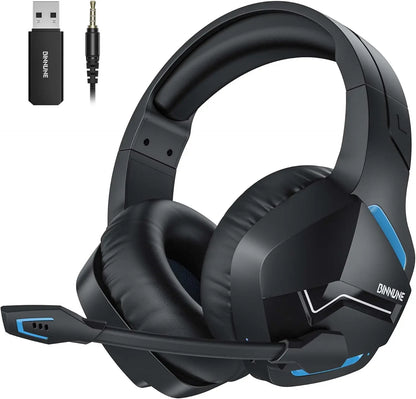 Casque de jeu sans fil double BINNUNE avec micro pour PC PS4 PS5, casque de jeu Bluetooth pour ordinateur portable, écouteurs de jeu