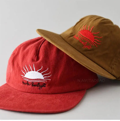 Casquette de baseball à visière plate mignonne pour femmes, hommes et adolescents, avec broderie « Sunrise », casquettes d'été et chapeaux de soleil
