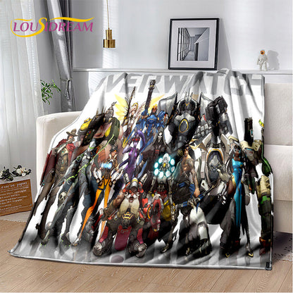 Overwatch Game Gamer D.Va Reaper Soft Plush Blanket, Flannel Blanket Throw Blanket for Living Room Bedroom Bed Sofa Picnic Kid 3D