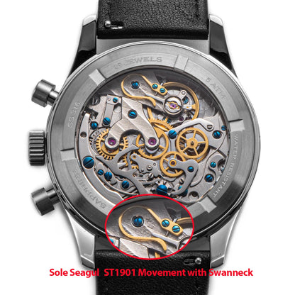 Sugess Watch 1963 Men Watches ST1901 Chronograph Luminous Mechanical Wristwatches Waterproof Crystal Sapphire Italian Leather