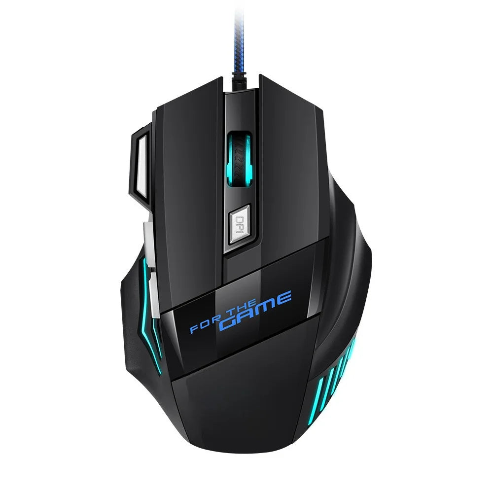 1 rato gaming USB Hyperspeed novo para PC, retroiluminado RGB, rato gaming ergonómico 7D para esports, com fios, para portátil e PC gamer