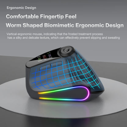 Jomaa RGB-verlichte Speed Roller draadloze verticale muis met functie-instelknop, Bluetooth USB, ergonomische muis, stille klik