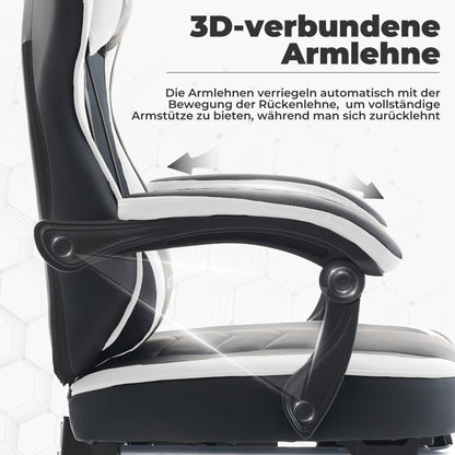 WOTSTA Gaming Chair Ergonomic Gamer Chair with Footrest, Adjustable Lumbar Support, Headrest, Reclining Computer Chair for Office & Gaming