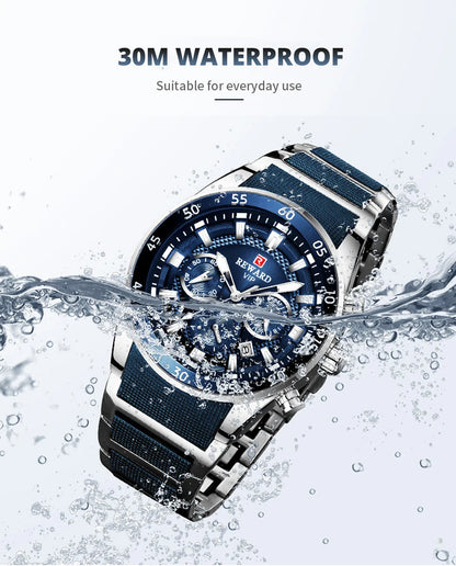 REWARD Men's Watches 81011M Sports Silicone Quartz Men's Watch Waterproof Calendar Chronograph Luminous Watches Men