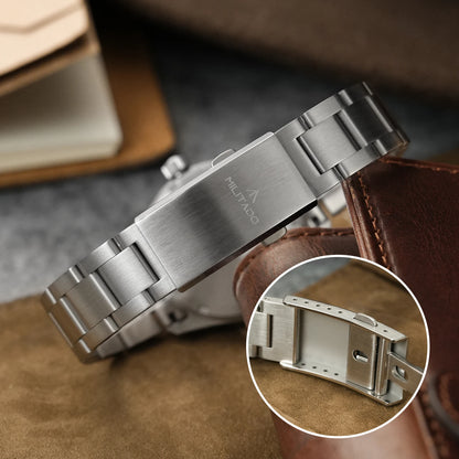 Militado ML08 Quartz Watch  VH31 Movement Steel Strip Sapphire Crystal Vintage Watch 10Bar Waterproof BGW9 Luminous Mens Watch