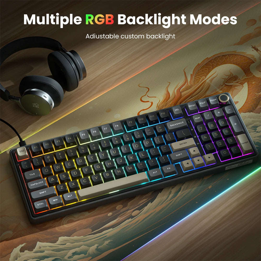 Teclado mecánico con cable RK ROYAL KLUDGE R98Pro Gasket, 98 teclas, RGB, hot-swappable, botón desmontable para gamers, keycaps PBT