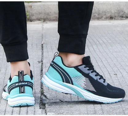 BONA New Popular Style Men's Running Mesh Weaving Upper Sport Shoes Ventilated Jogging Walking Sneakers Lace-Up