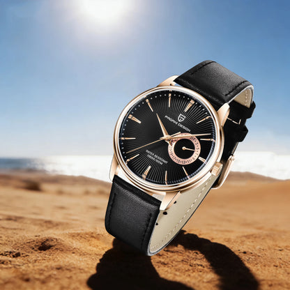 PAGANI DESIGN Men's Casual Quartz Watch Light Luxury All-Match Coated Glass Waterproof Stainless Steel Dial Date Display Watch