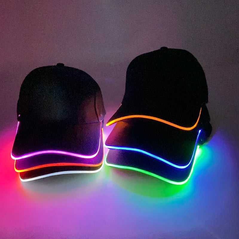 Gorra de béisbol luminosa LED de moda, gorra hip hop iluminada para bar y club, gorra fluorescente para hombre y mujer, accesorios para DJ, baile y disfraces