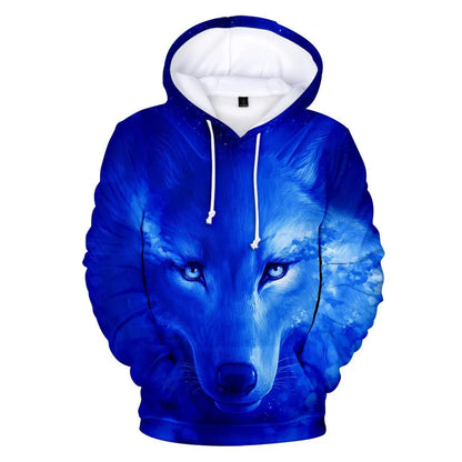 Sweatshirt com Capuz Cool Space Galaxy Wolf para Homem — Lobo Brilhante, Estilo Fashion, Pullover de Primavera e Outono