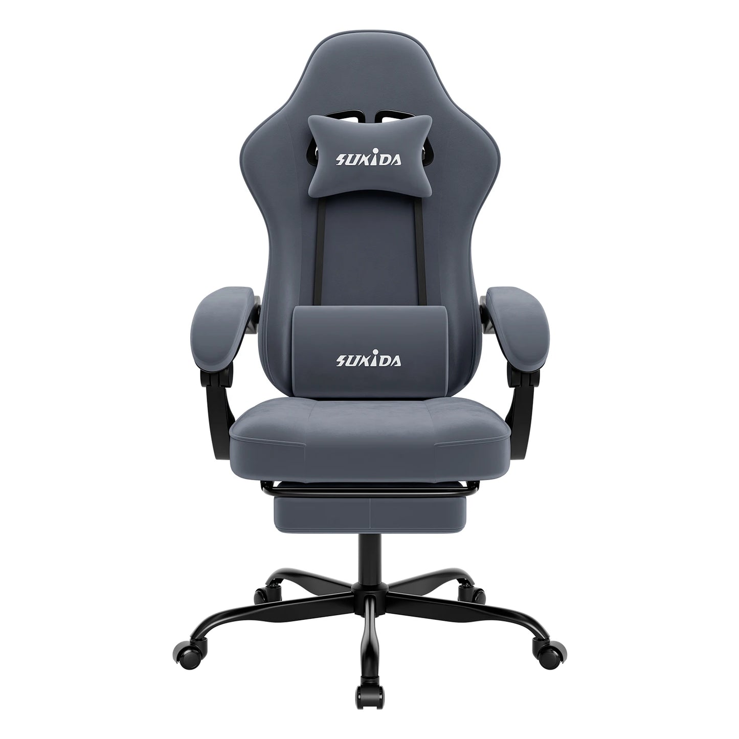 SUKIDA Gaming Chair with Footrest, Ergonomic Racing Style PC Chair with Lumbar Support, Adjustable Office Gaming Chair for Comfort and Work