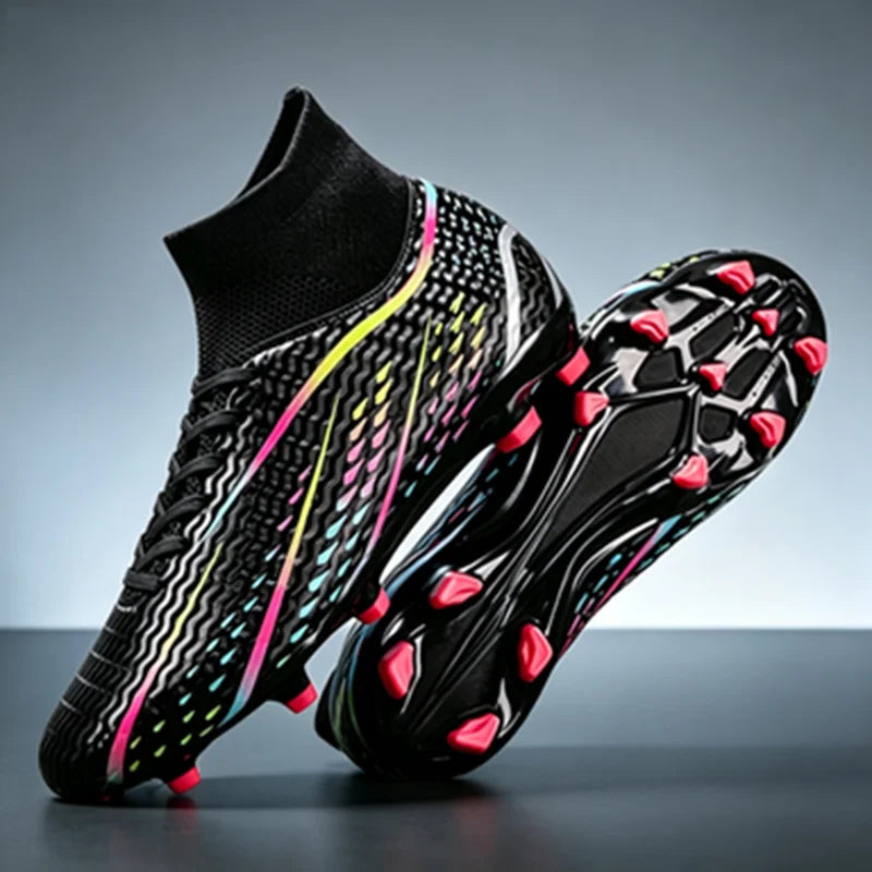 Chaussures de football pour hommes respirantes FG/AG à crampons longs, adaptées à l'entraînement et à la compétition, antidérapantes universelles toutes saisons