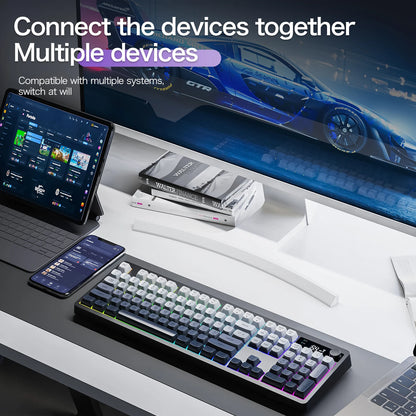 Teclado XUNFOX TK100 inalámbrico 2.4 Bluetooth de doble modo para gaming, silencioso, oficina y portátil, universal