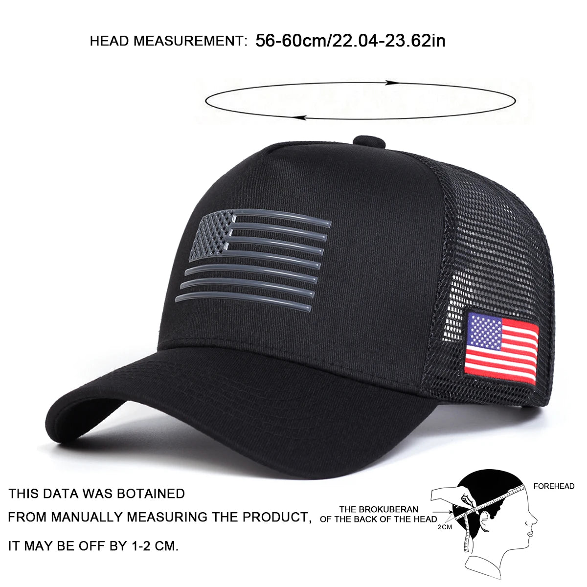 Casquettes de baseball unisexes brodées au drapeau américain, en filet, pour le printemps et l’été, ajustables, décontractées, anti-UV, casquettes de sport