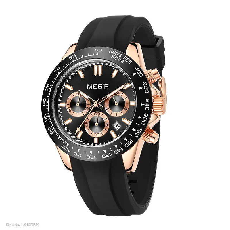 Reloj de hombre MEGIR, marca de lujo, reloj deportivo de cuarzo, correa de acero inoxidable, resistente al agua, cronógrafo, reloj de pulsera