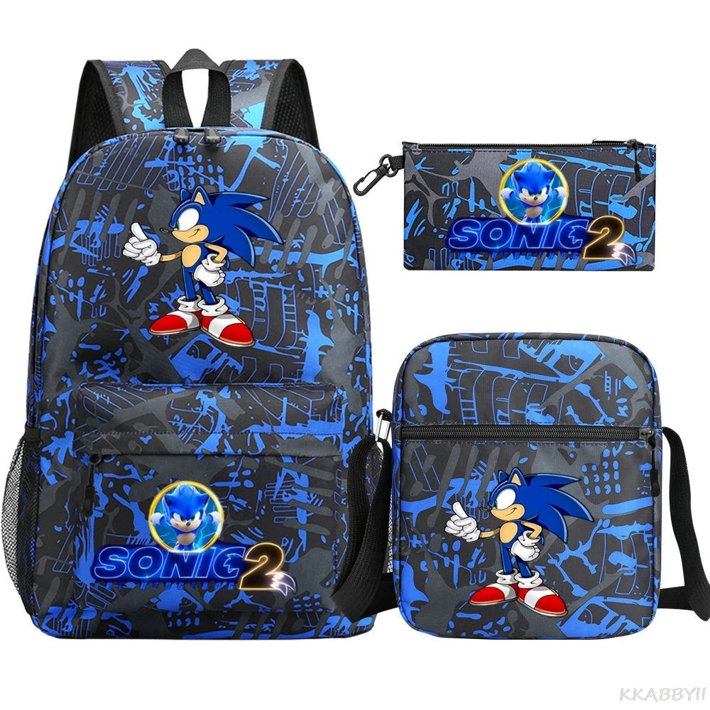 Sonic Backpacks Student School Bags for Teen Men Women Tote Bag Clutch Pocket Nylon Backpacks Travel Mochilas