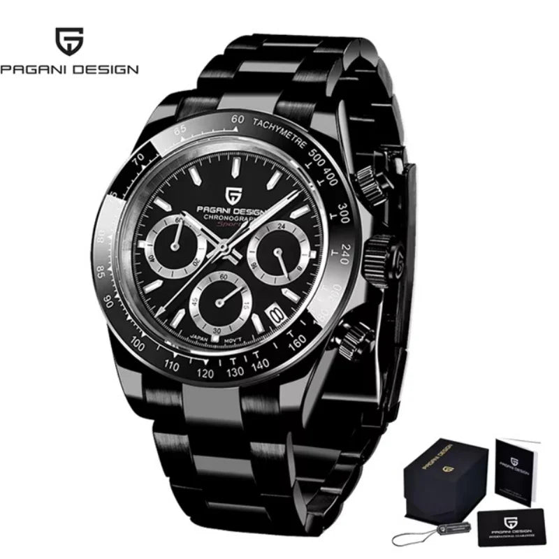 Nuevo original PAGANI DESIGN PD-1664 reloj de pulsera de lujo para hombre con movimiento de cuarzo japonés VK63, cristal de zafiro, cronógrafo impermeable dorado