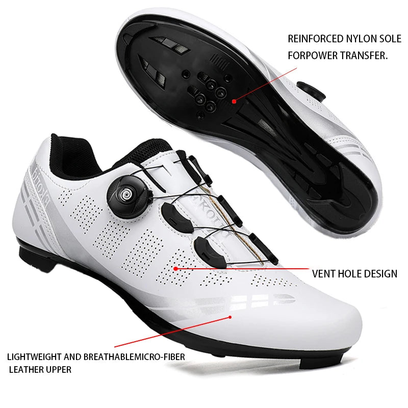Scarpe da ciclismo da uomo e da donna per bici da strada, competizione e velocità, scarpe sportive da ciclismo autobloccanti con tacchette SPD