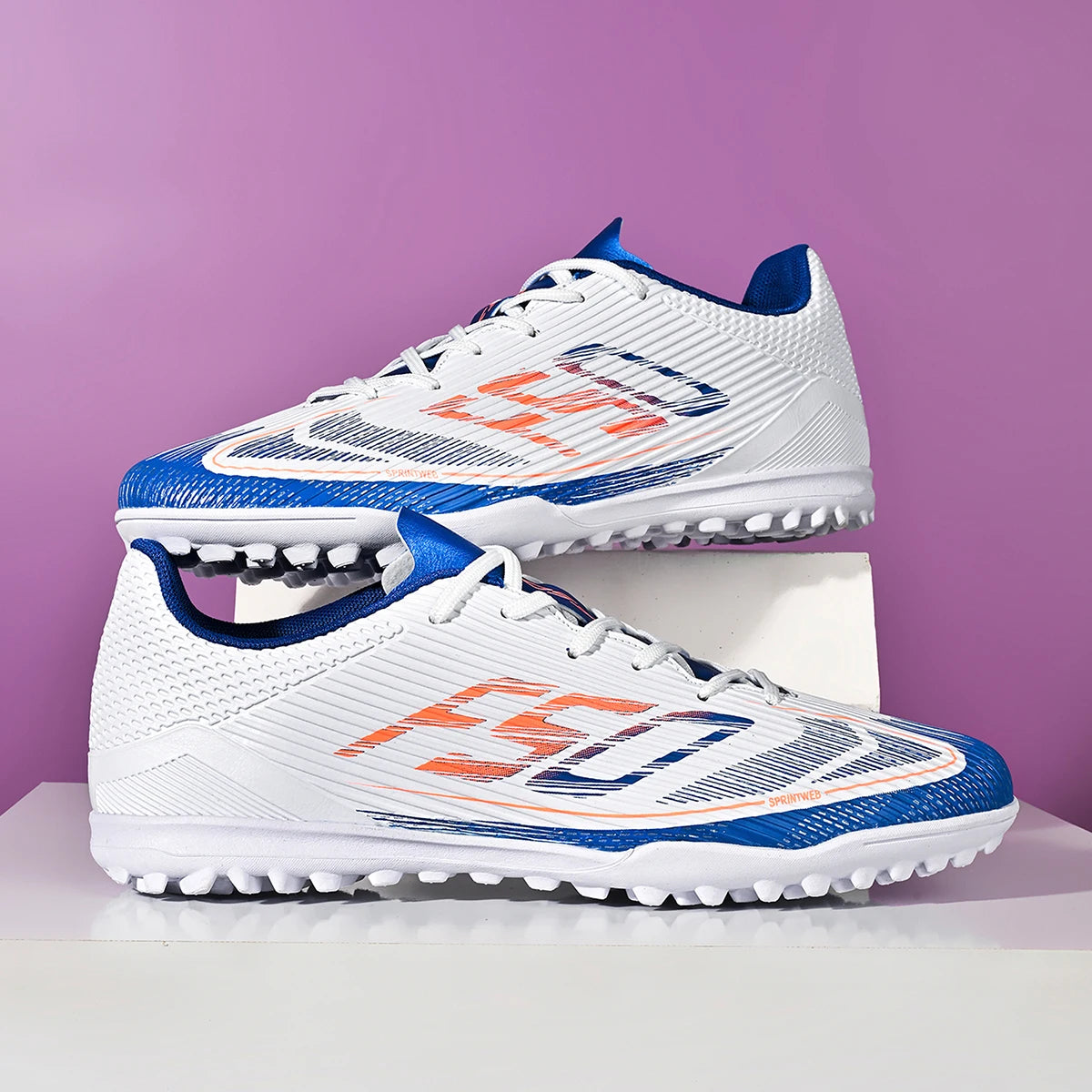 Chaussures de football TF pour adultes toutes saisons, en tissu PU mélangé, semelle extérieure en caoutchouc résistante à l'usure, forte adhérence pour les sports sur gazon toute l'année