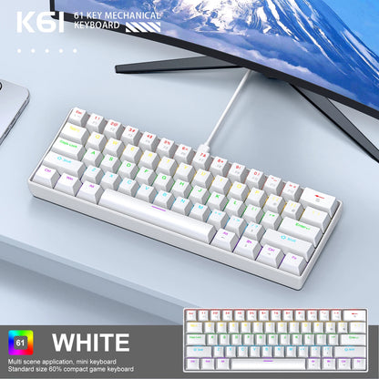 Teclado mecánico gaming con cable APAYADO K61 60% Mini Phantom RGB, 61 teclas, switch rojo/azul, ergonómico y portátil para PC/portátil