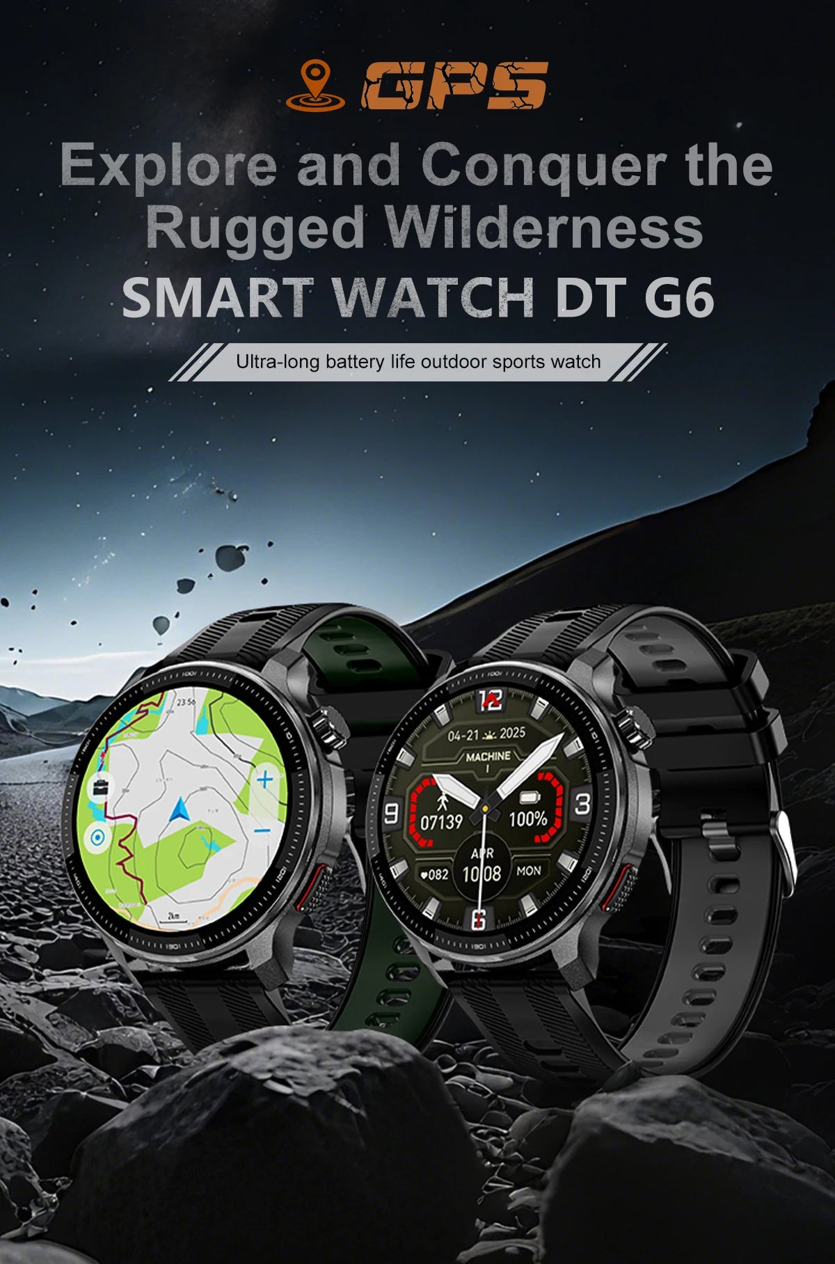 New GPS Offline Maps Smart Watch Men Memory 3D Menu Styles TWS MP3&MP4 Player 1.43"AMOLED Compass Sport Swim Waterproof Bracelet