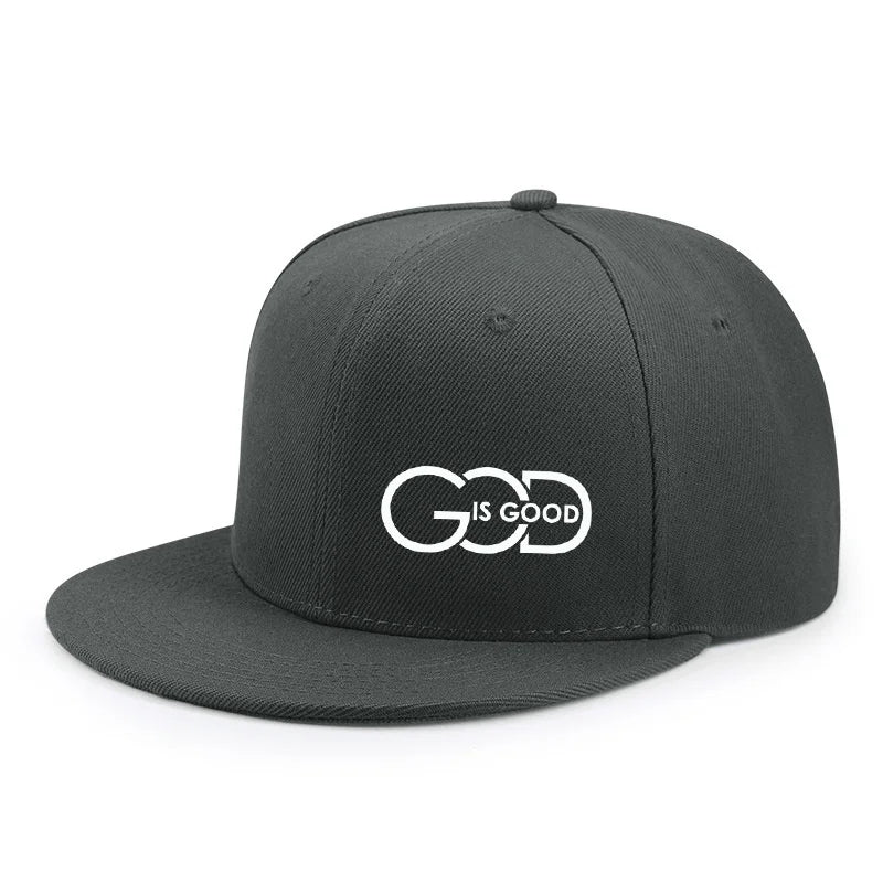 Unisex adjustable baseball cap street flat brim hat printed GOD IS GOOD casual headwear men and women fashion breathable outdoor