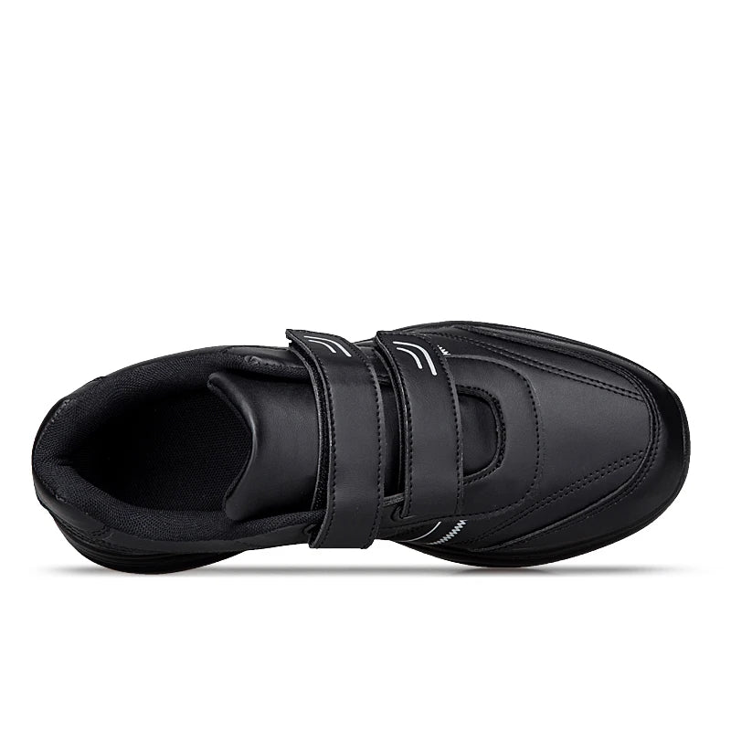 Men's Adjustable Hook and Loop Leather Sneakers Casual Sports Shoes White Sneakers Masculino Zapatillas Deportivas Tennis