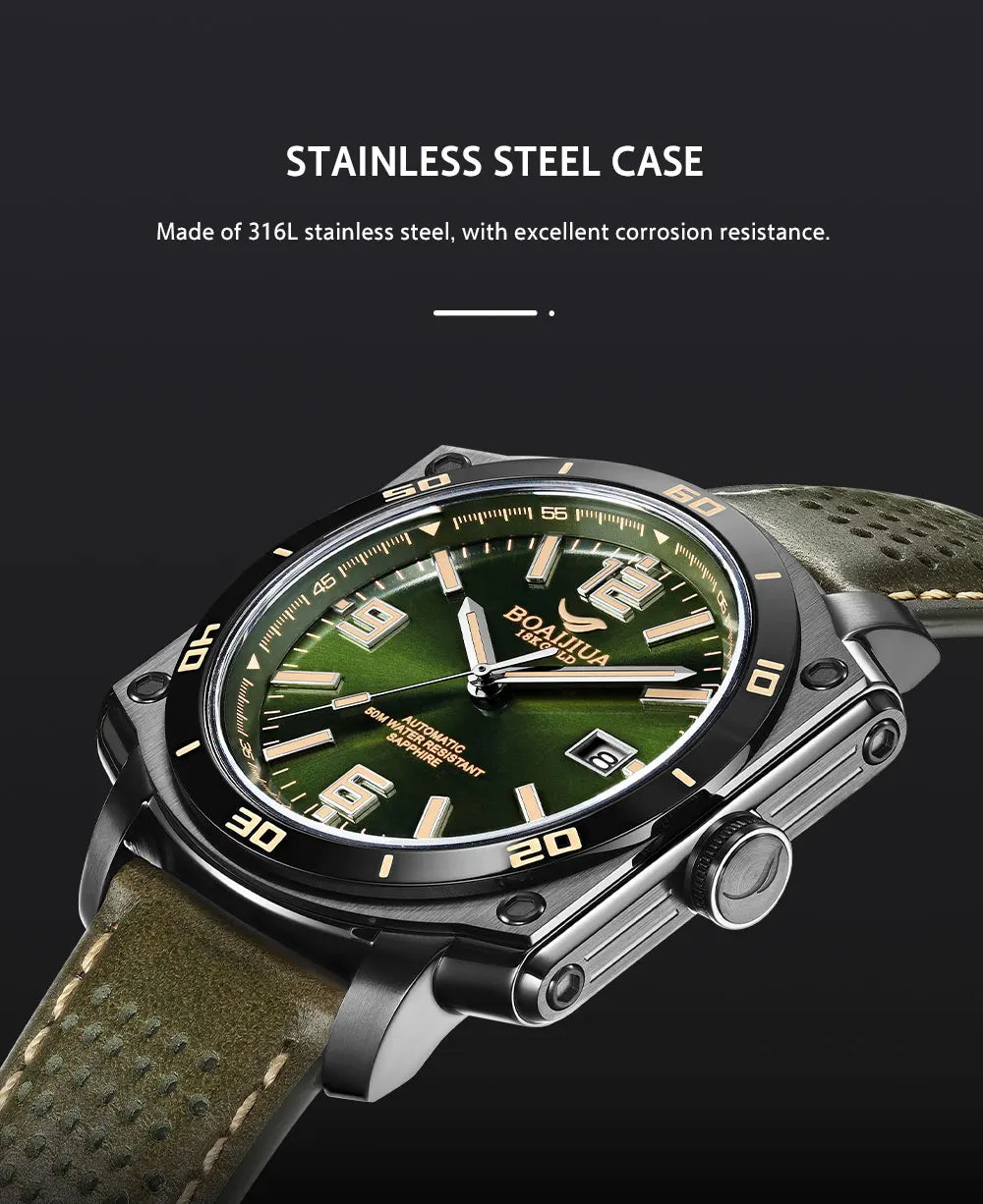 BORIAGE(BOAIJIUA) NH35 Fully Automatic Mechanical Men's Watch Original Design Mechanical Watches  Luminous Wristwatch