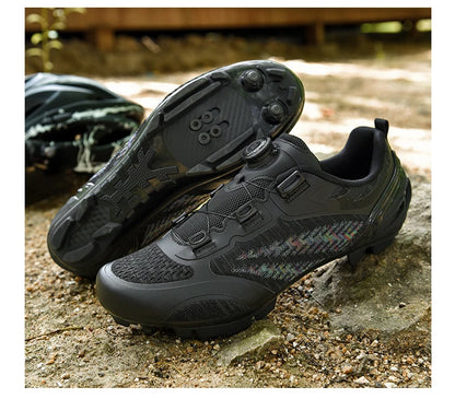 Sapatos de ciclismo MTB para homem e mulher T03 roxos respiráveis, de velocidade, autoblocantes, para ciclismo de estrada, corrida ao ar livre e treino