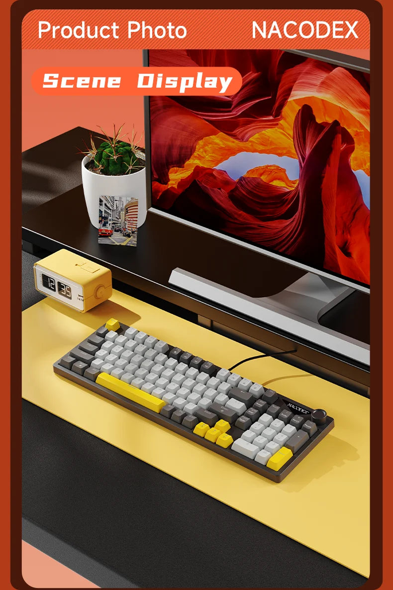 AJAZZ NK98 Wired Mechanical Keyboard: Full-Key Hot-Swap, 98-Key Layout for Precise Performance; Wired, Stable Control, Multi-System Compatibility; Windows Vista/XP/7/8/10/17, Mac: Wired connection for stable control and low latency