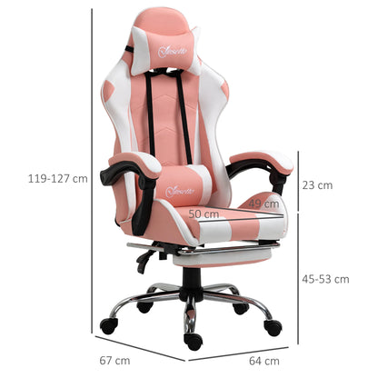 Ergonomic Gaming Chair with Footrest, Massage Lumbar Support, Headrest, Adjustable Swivel Computer Office Chair for Gaming & Work