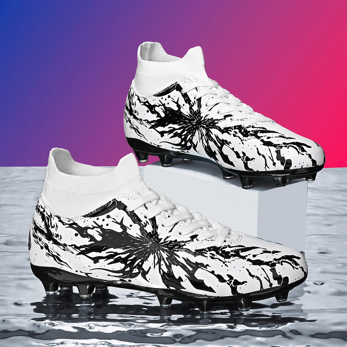 Chaussures de football pour adultes, crampons AG FG, légères, antidérapantes, avec longues pointes, résistantes à l'usure, pour terrain de gazon extérieur.