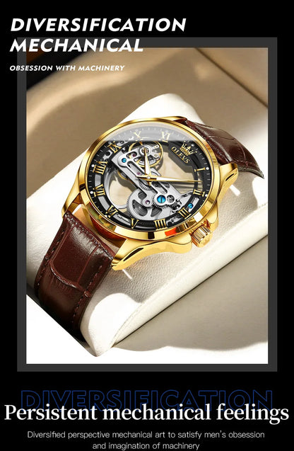 OLEVS 6661 Men's Top Brand Luxury All-Transparent Hollow Mechanical Watch, Original Fashion, Waterproof Classic Design